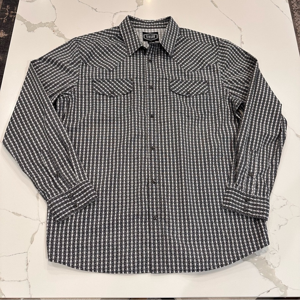 Gibson Trading Co Black Pearl Snap Western Shirt Mens XL Long Sleeve Plaid Rodeo